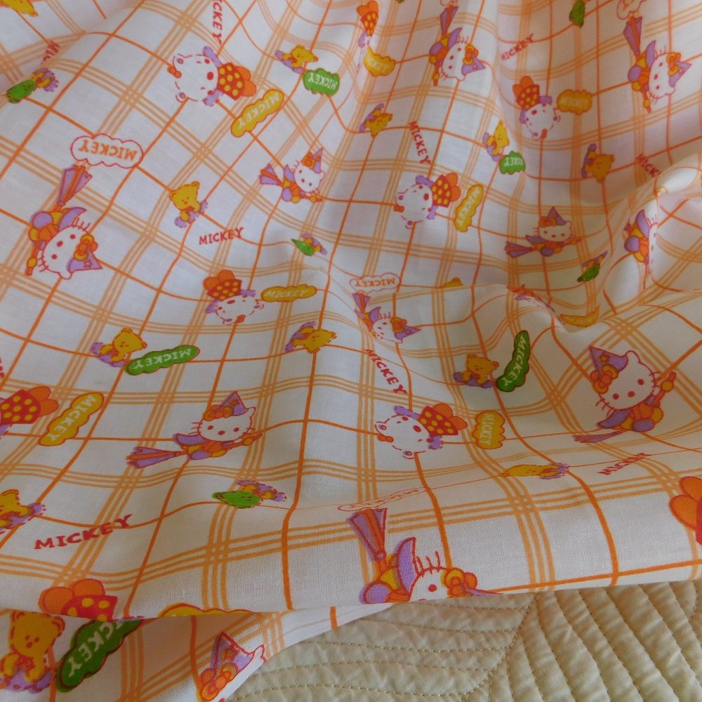 Hello Kitty Halloween witch graphic collectible kawaii novelty plaid fabric 2 yd - Picture 10 of 16